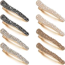 Linkrunning 8 stykker Perler Rhinestone Alligator Hår Klip Rhinestone Duckbill Clips Duckbill Hårnåle Hår Barrettes Til Kvinder Piger Hår Styling V...