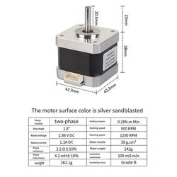 Askelmoottori 17HS4401 38 mm akseli 5 mm 3D-tulostuskaiverruskoneelle