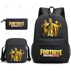 Ssyy 3 kpl setti FORTNITE-reppu 3D-tulosteet reppu teini-ikäisille tytöille pojille matkalaukku lasten koululaukkuihin Beige 3pcs set