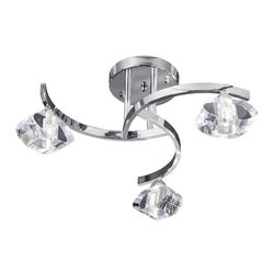 Searchlight Lighting Skulpturelle Ice 3 Light Semi Flush Multi Arm Loft Light Chrome og K9 Glas, G9