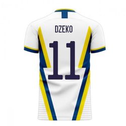 Libero Sportswear Bosnien 2023-2024 Udebanekoncept fodboldsæt (Libero) (DZEKO 11) Hvid XL 46-48 inch Chest (112-124cm)