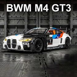 1:24 M4 GT3 Alloy urheiluauto malli painevalettu metalli leluauto ajoneuvot malli simulointi ääni ja valo kokoelma lasten lahja M4 GT3 valkoinen