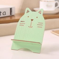 Træ farve udskrivning Desktop Cute Cartoon Animal Lazy mobiltelefon beslag Grøn kat