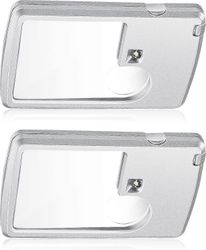 Taskusuurennuslasi valolla 2 kpl 3 x ja 6 x suurennuslasia Luottokortin suurennuslasit kevyillä pienillä minisuurennuslasilla lukemista, koruja, ko...