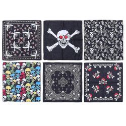 6kpl Halloween Skull Pattern Nenäliina Hiustarvike Merirosvo Bandana