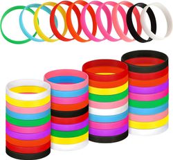 100 stykker blank silikone armbånd Solid Color Gummi armbånd Stretch silikone armbånd