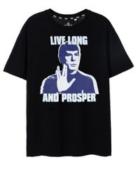 Star Trek Mens kortermet T-skjorte svart leve lenge og blomstre Medium