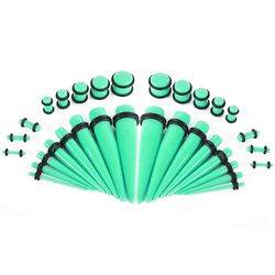 BodyJewelryOnine 36 Pieces øre stretching kit glødespidser med stik - 14g - 00g uv glød aqua
