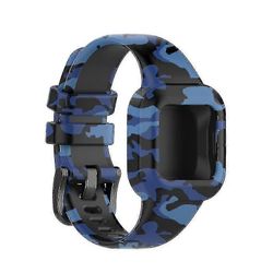 Garminfit Jr 3 / garmin Vivofit Jr 3 hengittävä hihna hienkestävä naarmuuntumaton H Naamiointi sininen
