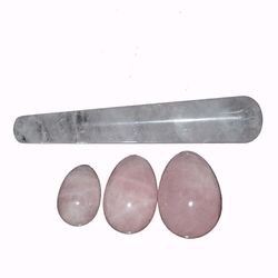 Ruili Kiwarm Hot 3pcs Natural Rose kvarts Krystal Yoni Æg Bolde 1pc 105mm hvid krystal massage stick