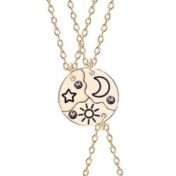 Aionyaaa 3/4 stk Star Moon Chain Best Friend Anheng Halskjede Bff Søster Friendship Choker Menn Og Kvinner Party Smykker Tilbehør Gave D