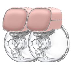 Bärbar dubbel elektrisk bärbar bröstpump, lågt brus och handsfree (rosa,)