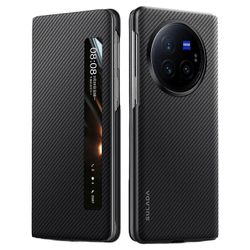 Vivo X Fold3 Pro -kotelonäkymän ikkunanahka + PC-takakansi herätys- / lepotilatoiminnolla Musta
