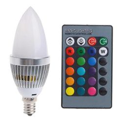 3W Smart E12 RGB LED värikäs värinvaihtolamppu 24 kynttilän kaukosäätimen painikkeella maitomainen lampunvarjostin Valkoinen