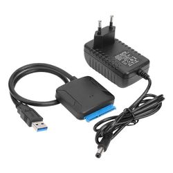 USB-SATA-datakaapeli, 2,5 / 3,5 tuuman USB3.0 Easy Drive -kaapeli Sata-kiintolevysovittimen kaapeli (EU-pistoke)