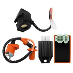 4-tahtinen mönkijän sytytyssarja: CDI-moduuli, sytytyspuola, tasasuuntaaja, käynnistysreleen solenoidi - 50cc 70cc 90cc 110cc 125cc