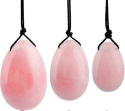 Ruusukvartsi Yoni -munat asetettu 3, hierontakivi naisille lantion lihasten kouluttamiseen Kegelin harjoitus-hyvä Pink
