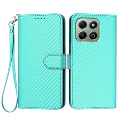 Laitteelle Honor X6b 4G Honor X6a 4G Lompakkokotelo hihnalla Hiilikuitutekstuuri Nahkainen Matkapuhelinsuoja - Lig Monivärinen Light Blue