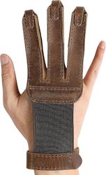 Jousiammuntakäsine Kolmen sormen aito nahkasuojakäsine nuorille ja aikuisille, jousiammuntasuojavarusteet Jousiammunta käsine Rs71, Ruskea