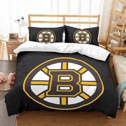 v1128 Lakanat Boston Bruins et logo Musta peitto pussilakanasetti Lasten makuuhuoneen sisustus3-osainen vuodevaatteet Setti (1 pussilakana + 2 tyyn...