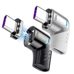 2 pakkaus magneettinen Usb C -sovitin - Suorakulmainen tyypin C liitin - nopea lataus ja; 480Mb/s tiedonsiirto - yhteensopiva Usb-c-puhelimien kanssa