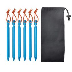 Aluminium Legering Telt Stakes Set, 18cm, 6pcs med taske, sort farve himmelblå
