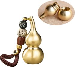 Heytea Feng Shui Brass Wu Lou -kurpitsa-avaimenperä bodhi-helmillä onnea varten, messinki Calabash-kurpitsa Buddha-helmillä pitkäikäisyyteen, vaura...