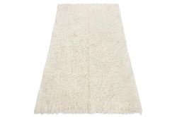 RugsX Flokati WOOLEN - Sengetæppe, Plaid beige 70x160 cm
