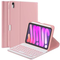 Yhteensopiva iPad minin (2021) kanssa Irrotettava magneettinen Bluetooth-näppäimistö Tablet-jalustakotelo kynäpidikkeellä ja taustavalaistulla Vaal...