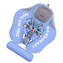 Ilmatäytteinen vauvakelluva vauva makaava uimarengas uima-altaan uimavalmentaja hännän kellukkeella 3-24 mont Vaaleansininen