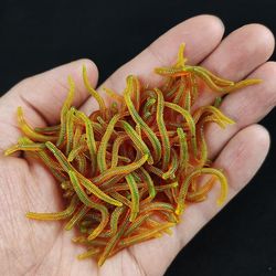 Naturtro rød orm blød lokke regnorm 100pcs Grøn br3.5cm