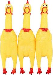 3 pakkaus huutavat kanakoiran lelut, keltainen kumi squaking chicken lelu uutuus ja kestävä kumikana koirille 12.2 in