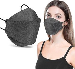 Ffp2-naamio 30kpl Kertakäyttöiset Ffp2-kasvonaamarit En 149:2001+a1:2009 Sertifioitu kalan muotoinen musta värikasvonaamio naisille Miehet 4-kerrok...