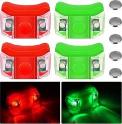 Th Venejousivalot Punainen ja vihreä led-veneen navigointivalot 5-palaisilla nappiparistoilla venekajakki ponttoni-ilmatyynyaluksen jahdin moottori...