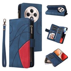 Oppo Reno12 F 5G -kotelolle vetoketjullinen lompakko nahkainen puhelimen kansiteline Sininen