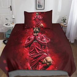 Kerota Salah pussilakana, D-printti, Football Star vuodevaatteet pussilakana vetoketjulla ja tyynyliinat Single Single135x200cm