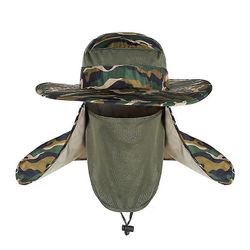 Besser Mænd Kvinder Fishing Bucket Hat Hals Flap Ansigtsmaske Bred Rand cap Camo