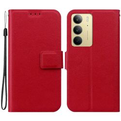 Realme C75 -kotelolle erittäin ohut PU-nahka + TPU-puhelimen kansi korttipaikalla - punainen Monivärinen Red