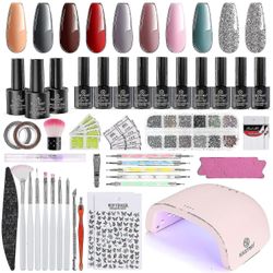 Gel Nagellack Set med Uv-lampa, 72w Led Nail Lamp Gel Nails Set Komplett