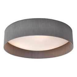 Dar Lighting Nysa Cylindrisk Flush Loft LysGrå Faux Silke 60cm, 3x E27