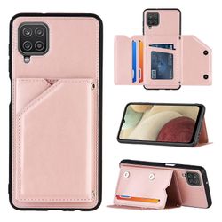 Gangxun Sag til Samsung Galaxy A12 Vintage Cuir Cover Læderetui kofanger - Rose