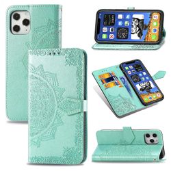 Etui til iphone 13 Pro Cover Læder Tegnebog Cover Prægning Mandala Magnetisk Flip Protection Stødsikker - Grøn