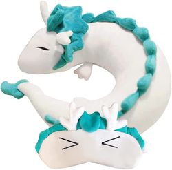 Xqday Sød Haku Hvid Drage Plys Hals U Pude Anime U-formet Rejsepude