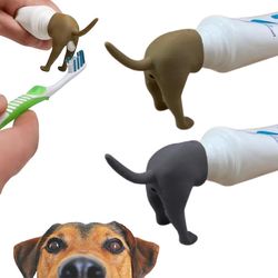 HOH Pooping Dog Butt Tannkrem Topper, Pooping Tannkrem Cap, Baby tannkrem Dispenser, Funny Gadgets Gift For Family Grå og brun