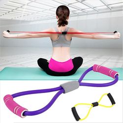 Gym Hot Yoga Gum Fitness Resistance Band 8 Word Chest Expander Rope Workout Fitnesselastikbånd til stretchøvelse Lilla
