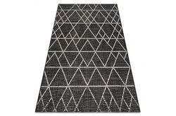 RugsX CARPET SIZAL FLOORLUX 20508 sort / sølv trekanter 120x170 cm