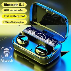 Tws Bluetooth 5.1 Øretelefoner Opladningsboks Trådløs hovedtelefon 9d Stereo Sport Vandtætte ørepropper Headset med mikrofon