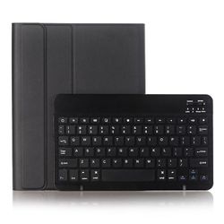 JVY A09B Bluetooth 3.0 Ultratynd ABS aftageligt Bluetooth-tastatur læderetui til iPad Air / Pro 10,5 tommer (2019) med penlot &holder (sort)