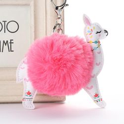 Dejlig Alpaca Blomstermotiver Key Chain Bag Vedhæng Bil Vandmelon rød