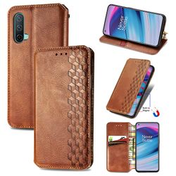 Kompatibel med Oneplus Nord Ce 5g Flip Case Etui Vintage Wallet Flip Cover med magnetisk lukning Coque - Blå brun